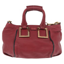 Chloe Etel Hand Bag Leather 2way Red Gold Auth 186692-13