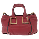 Chloe Etel Hand Bag Leather 2way Red Gold Auth 186692-2