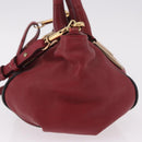 Chloe Etel Hand Bag Leather 2way Red Gold Auth 186692-3
