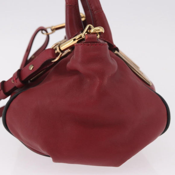 Chloe Etel Hand Bag Leather 2way Red Gold Auth 186692