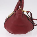 Chloe Etel Hand Bag Leather 2way Red Gold Auth 186692-4