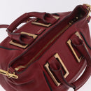 Chloe Etel Hand Bag Leather 2way Red Gold Auth 186692-6