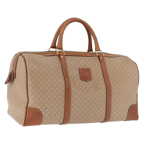 CELINE Macadam Canvas Hand Bag PVC Beige Gold Auth 186693