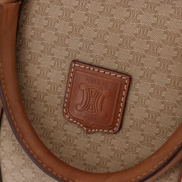 CELINE Macadam Canvas Hand Bag PVC Beige Gold Auth 186693