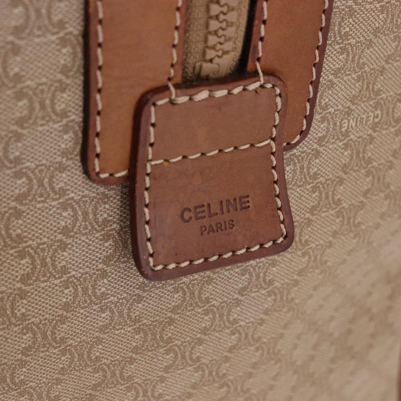 CELINE Macadam Canvas Hand Bag PVC Beige Gold Auth 186693