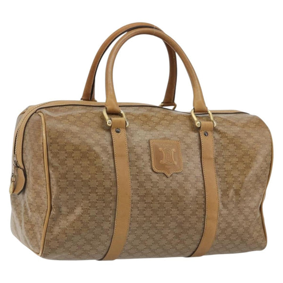CELINE Macadam Canvas Hand Bag PVC Beige Gold Auth 186694