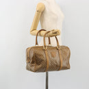 CELINE Macadam Canvas Hand Bag PVC Beige Gold Auth 186694-23