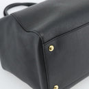FENDI 2JOURS Tote Bag Leather Black Gold Auth 186697A-14