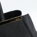 FENDI 2JOURS Tote Bag Leather Black Gold Auth 186697A-10