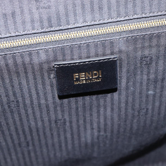 FENDI 2JOURS Tote Bag Leather Black Gold Auth 186697A