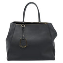 FENDI 2JOURS Tote Bag Leather Black Gold Auth 186697A-13