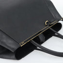 FENDI 2JOURS Tote Bag Leather Black Gold Auth 186697A-6