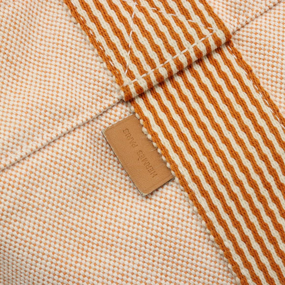 HERMES Fourre Tout PM Hand Bag Canvas Orange Silver Auth 186705A