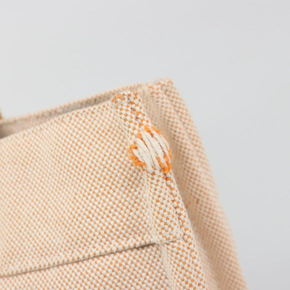 HERMES Fourre Tout PM Hand Bag Canvas Orange Silver Auth 186705A