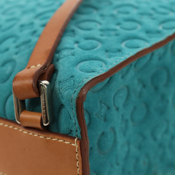 CELINE C Macadam Canvas Backpack Silver Turquoise Blue Auth 186708V
