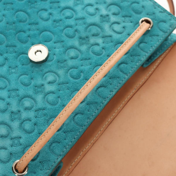 CELINE C Macadam Canvas Backpack Silver Turquoise Blue Auth 186708V