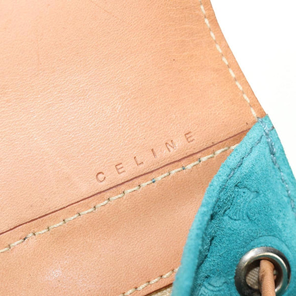 CELINE C Macadam Canvas Backpack Silver Turquoise Blue Auth 186708V