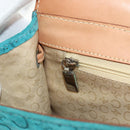 CELINE C Macadam Canvas Backpack Silver Turquoise Blue Auth 186708V-30