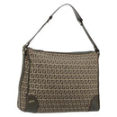 FENDI Zucchino Canvas Shoulder Bag Beige Gold 8BR531 Auth 186711V-1