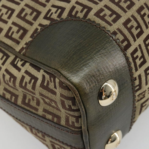 FENDI Zucchino Canvas Shoulder Bag Beige Gold 8BR531 Auth 186711V