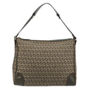 FENDI Zucchino Canvas Shoulder Bag Beige Gold 8BR531 Auth 186711V-2