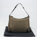 FENDI Zucchino Canvas Shoulder Bag Beige Gold 8BR531 Auth 186711V-25