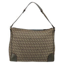 FENDI Zucchino Canvas Shoulder Bag Beige Gold 8BR531 Auth 186711V-3