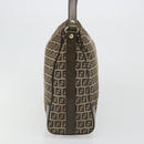 FENDI Zucchino Canvas Shoulder Bag Beige Gold 8BR531 Auth 186711V-5