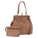 FENDI Shoulder Bag Leather 2way Bronze Gold Auth 186712-1