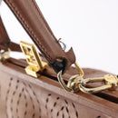 FENDI Shoulder Bag Leather 2way Bronze Gold Auth 186712-16