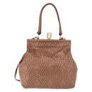 FENDI Shoulder Bag Leather 2way Bronze Gold Auth 186712-2