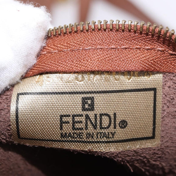 FENDI Shoulder Bag Leather 2way Bronze Gold Auth 186712