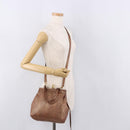 FENDI Shoulder Bag Leather 2way Bronze Gold Auth 186712-29