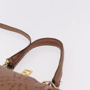 FENDI Shoulder Bag Leather 2way Bronze Gold Auth 186712-8