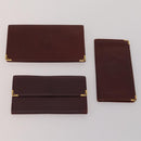 CARTIER Must Line Card Case Leather 6 Set Bordeaux Auth 186715-2
