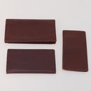 CARTIER Must Line Card Case Leather 6 Set Bordeaux Auth 186715-3