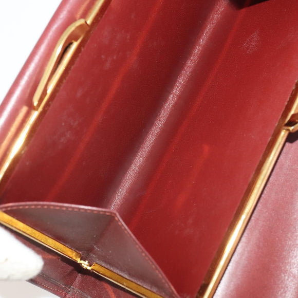 CARTIER Must Line Card Case Leather 6 Set Bordeaux Auth 186715