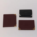 CARTIER Must Line Card Case Leather 6 Set Bordeaux Auth 186715-8