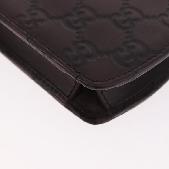 GUCCI Micro Guccissima GG Canvas Sunglass Case Leather Brown Gold Auth 186717