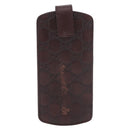 GUCCI Micro Guccissima GG Canvas Sunglass Case Leather Brown Gold Auth 186717-13