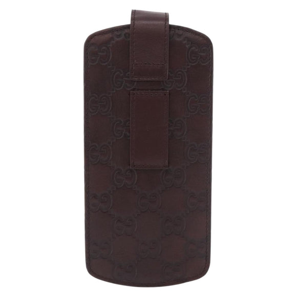 GUCCI Micro Guccissima GG Canvas Sunglass Case Leather Brown Gold Auth 186717