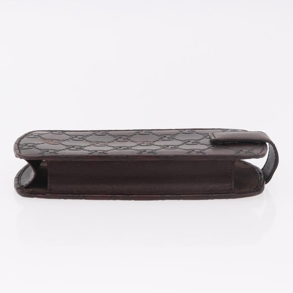 GUCCI Micro Guccissima GG Canvas Sunglass Case Leather Brown Gold Auth 186717