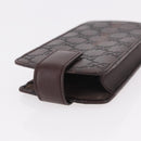 GUCCI Micro Guccissima GG Canvas Sunglass Case Leather Brown Gold Auth 186717-5