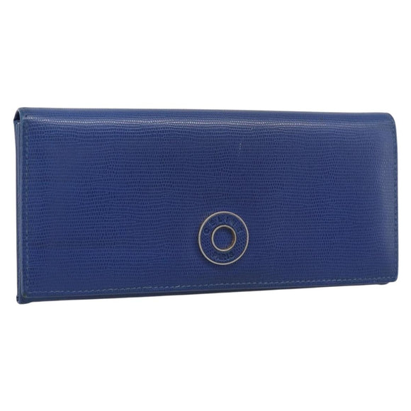 CELINE Long Wallet Leather Blue Gold Auth 186718A