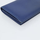CELINE Long Wallet Leather Blue Gold Auth 186718A-16