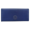 CELINE Long Wallet Leather Blue Gold Auth 186718A-13