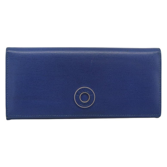 CELINE Long Wallet Leather Blue Gold Auth 186718A