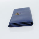 CELINE Long Wallet Leather Blue Gold Auth 186718A-4
