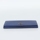 CELINE Long Wallet Leather Blue Gold Auth 186718A-6