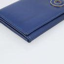 CELINE Long Wallet Leather Blue Gold Auth 186718A-14